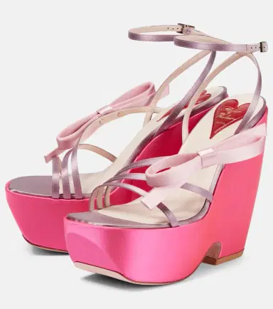 Roger Vivier Choc Bow satin wedge sandals | Thumbnail 4