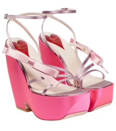 Roger Vivier Choc Bow satin wedge sandals | Thumbnail 1