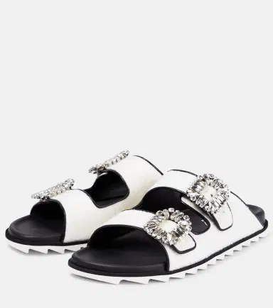 Roger Vivier Slidy Viv' embellished bouclé sandals | Thumbnail 3