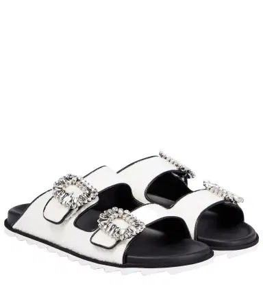 Roger Vivier Slidy Viv' embellished bouclé sandals | Thumbnail 1