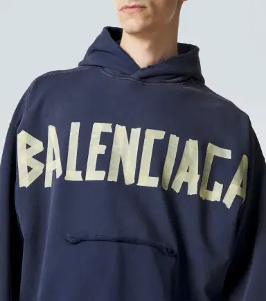 Balenciaga Tape logo cotton jersey hoodie | Thumbnail 4