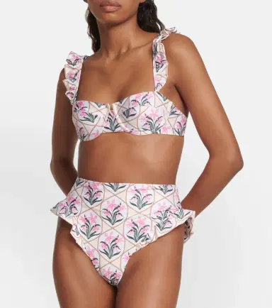 Agua by Agua Bendita Kiwi Orquidea floral bikini top | Thumbnail 3