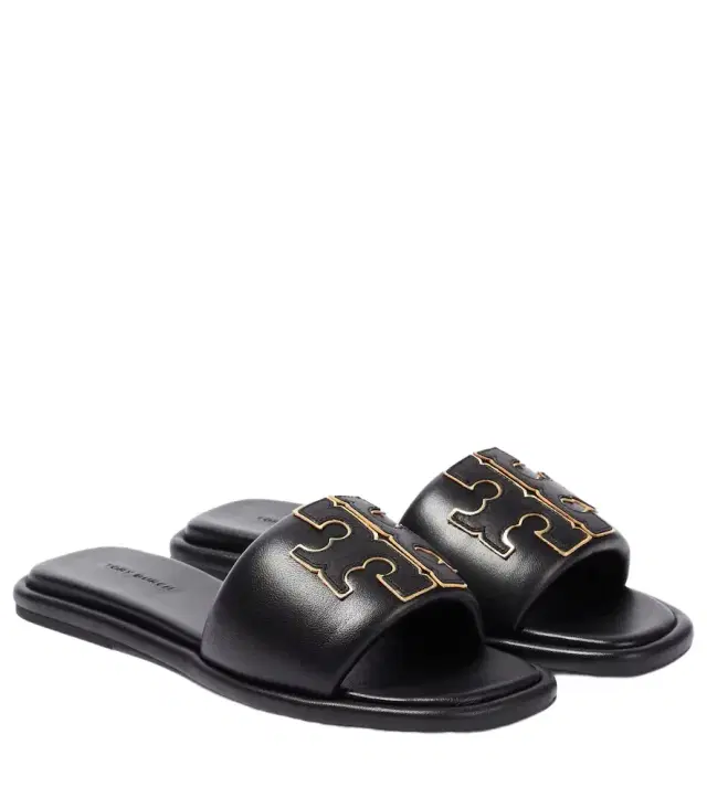 Tory Burch Double T leather slides