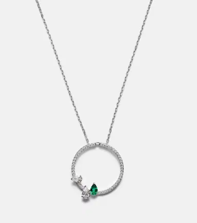 Repossi Serti Sur Vide 18kt white gold necklace with diamonds and emerald | Thumbnail 3 Repossi Serti Sur Vide 18kt white gold necklace with diamonds and emerald | Thumbnail 3