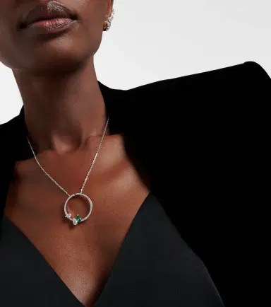 Repossi Serti Sur Vide 18kt white gold necklace with diamonds and emerald | Thumbnail 4 Repossi Serti Sur Vide 18kt white gold necklace with diamonds and emerald | Thumbnail 4