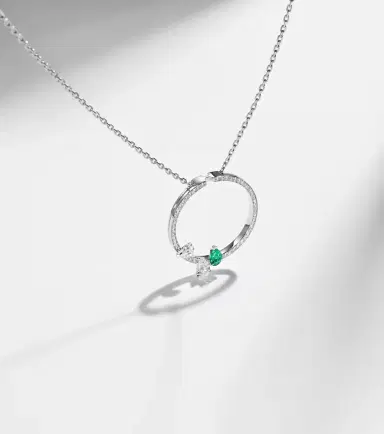 Repossi Serti Sur Vide 18kt white gold necklace with diamonds and emerald | Thumbnail 6 Repossi Serti Sur Vide 18kt white gold necklace with diamonds and emerald | Thumbnail 6