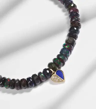 Sydney Evan Heart 14kt gold charm bracelet with diamonds and opals | Thumbnail 3