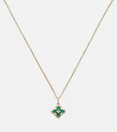 Sydney Evan Mini Moroccan 14kt gold necklace with enamel and diamond | Thumbnail 2