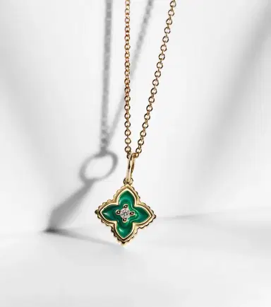 Sydney Evan Mini Moroccan 14kt gold necklace with enamel and diamond | Thumbnail 4