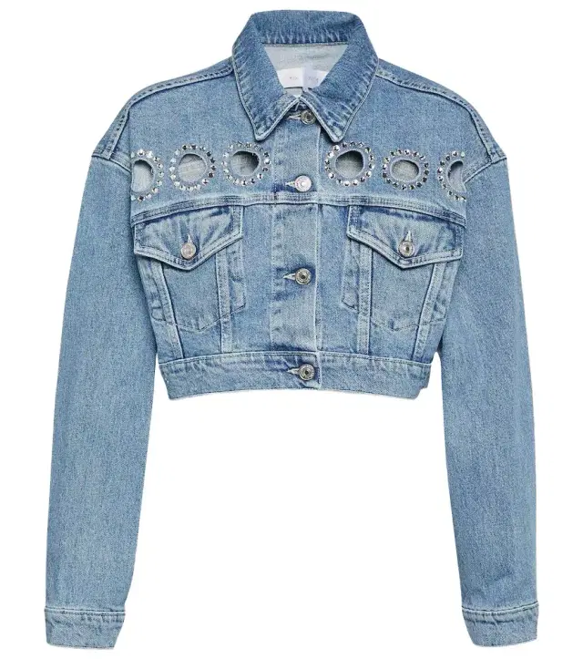 7 For All Mankind Babe embellished cropped denim jacket