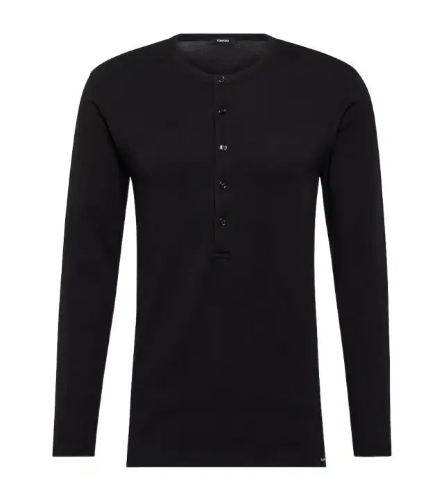 Cotton-blend henley shirt