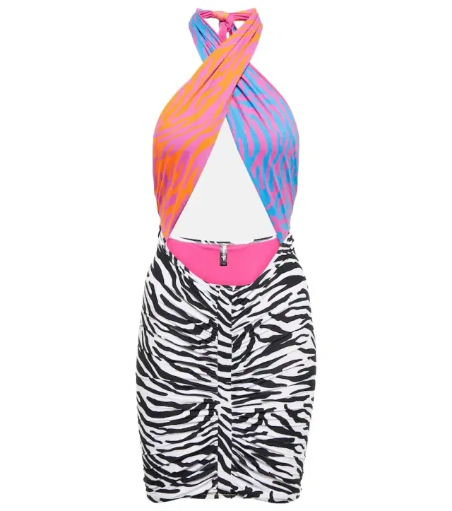 REINA OLGA Stallion animal print minidress