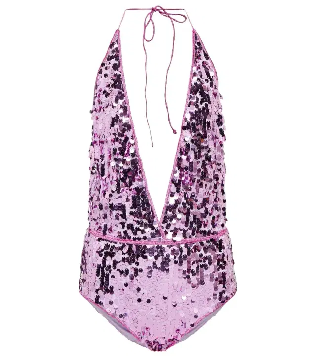 Oseree Oséree Sequined halterneck swimsuit