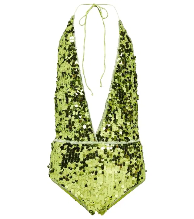 Oseree Oséree Sequined halterneck swimsuit
