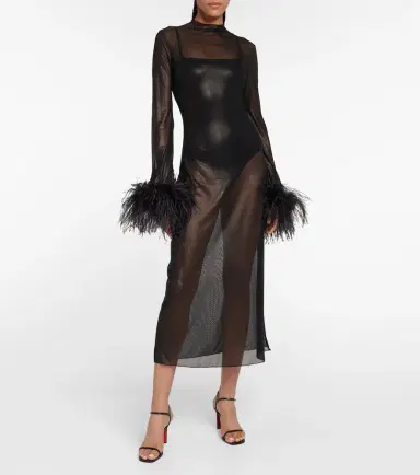 Oséree Oséree Lumière Plumage midi dress | Thumbnail 4