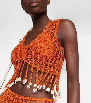 Anna Kosturova Embellished crochet crop top | Thumbnail 2