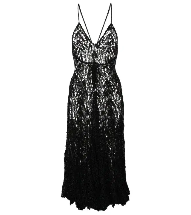 Anna Kosturova Open-knit cotton midi dress