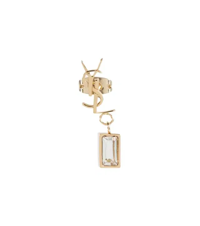 Saint Laurent Single YSL rhinestone-embellished earring