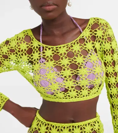 Anna Kosturova Bella crochet cotton crop top | Thumbnail 3