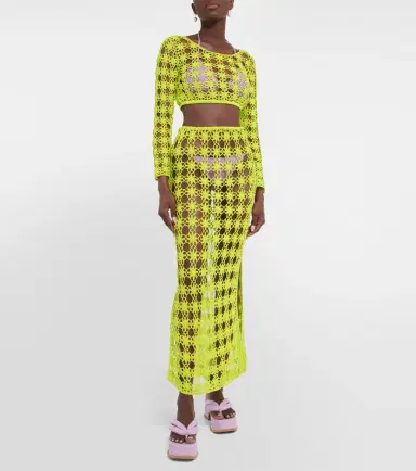 Anna Kosturova Bella crochet cotton crop top | Thumbnail 4