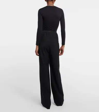 Balenciaga Logo mid-rise wide-leg wool pants | Thumbnail 2
