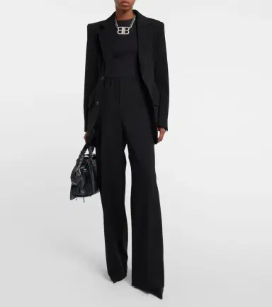 Balenciaga Logo mid-rise wide-leg wool pants | Thumbnail 4