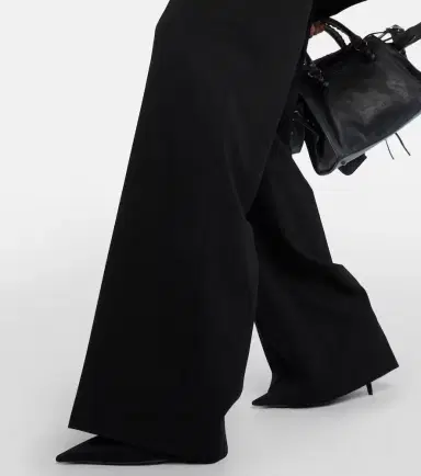 Balenciaga Logo mid-rise wide-leg wool pants | Thumbnail 5