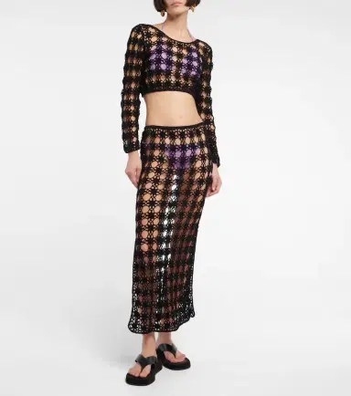 Anna Kosturova Open-knit cotton midi skirt | Thumbnail 5
