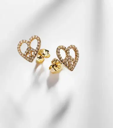 Sydney Evan Peace Heart 14kt gold earrings with diamonds | Thumbnail 3