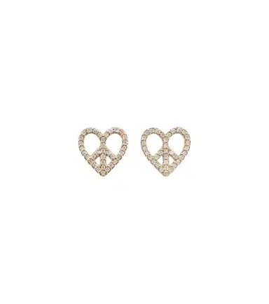 Sydney Evan Peace Heart 14kt gold earrings with diamonds | Thumbnail 1