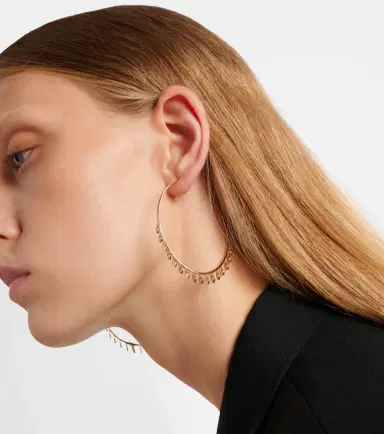 Sydney Evan 14kt gold hoop earrings with diamonds | Thumbnail 2