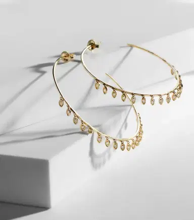 Sydney Evan 14kt gold hoop earrings with diamonds | Thumbnail 4