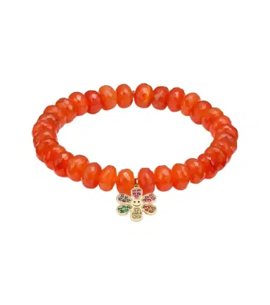 Sydney Evan Daisy 14kt gold and carnelian beaded bracelet | Thumbnail 1