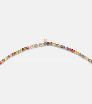 Sydney Evan 14kt gold beaded charm necklace with zircon | Thumbnail 2