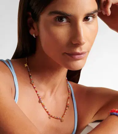 Sydney Evan 14kt gold beaded charm necklace with zircon | Thumbnail 4