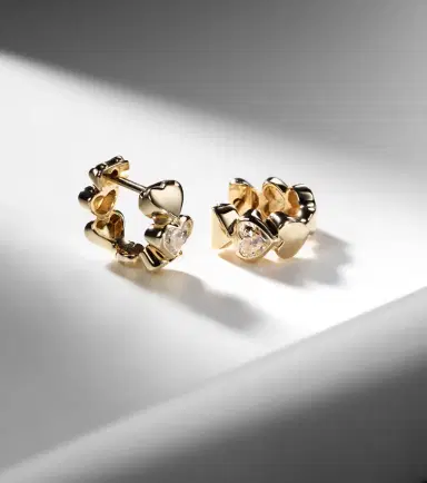 Sydney Evan Heart Diamond 14kt gold hoop earrings | Thumbnail 3