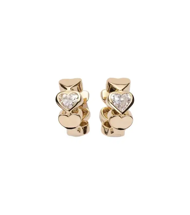 Sydney Evan Heart Diamond 14kt gold hoop earrings
