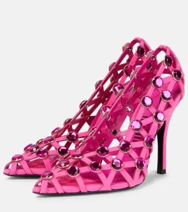 The Attico Grid crystal-embellished suede pumps | Thumbnail 2