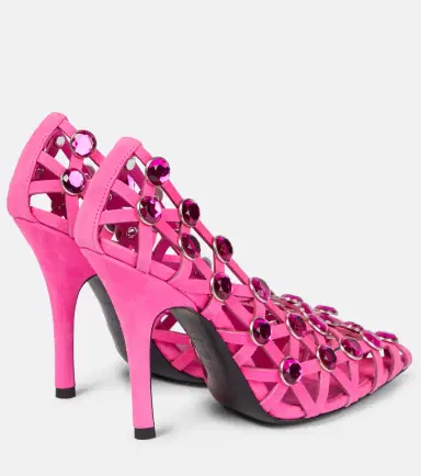 The Attico Grid crystal-embellished suede pumps | Thumbnail 3