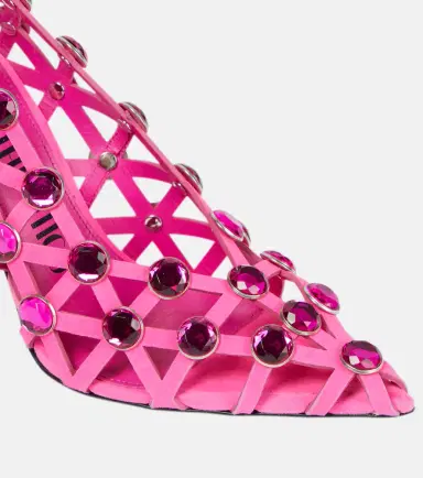 The Attico Grid crystal-embellished suede pumps | Thumbnail 4