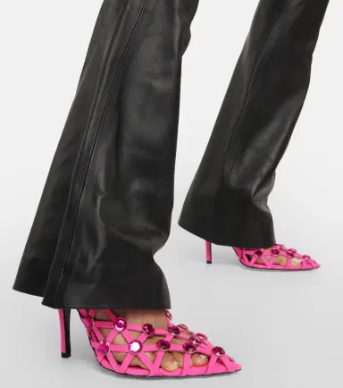 The Attico Grid crystal-embellished suede pumps | Thumbnail 5
