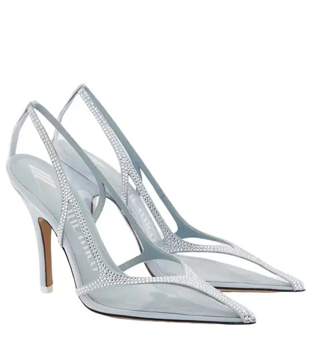 The Attico Venus Chrome PVC and suede pumps