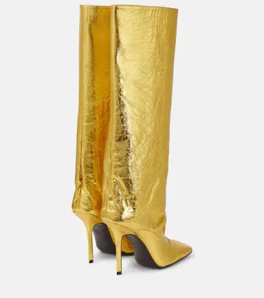 The Attico Sienna crinkled laminated leather knee-high boots 105mm | Thumbnail 3