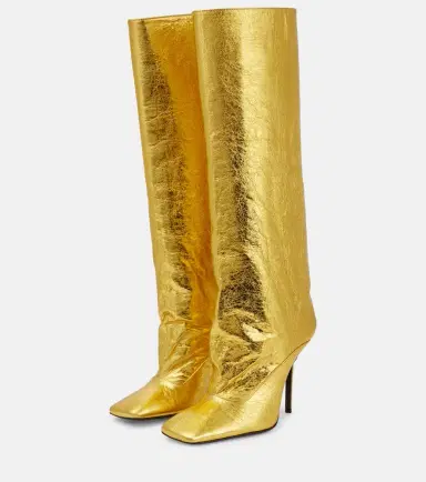 The Attico Sienna crinkled laminated leather knee-high boots 105mm | Thumbnail 4
