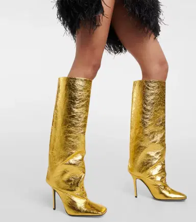 The Attico Sienna crinkled laminated leather knee-high boots 105mm | Thumbnail 6