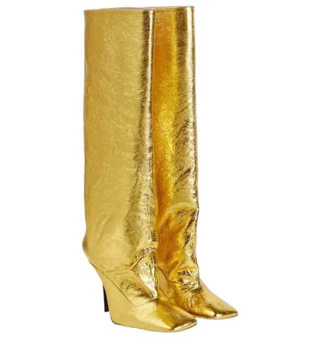 The Attico Sienna crinkled laminated leather knee-high boots 105mm