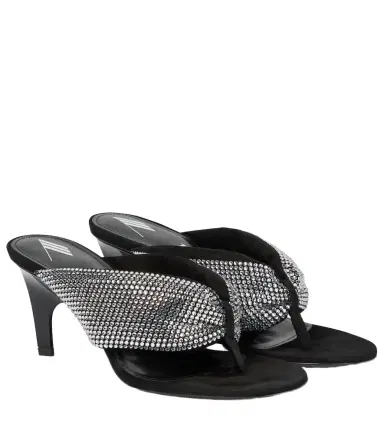 The Attico Rem satin crystal-embellished thong sandals | Thumbnail 1