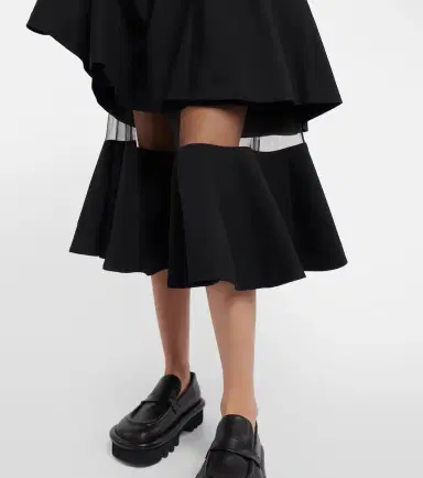 Noir Kei Ninomiya Mesh-trimmed wool midi dress | Thumbnail 3