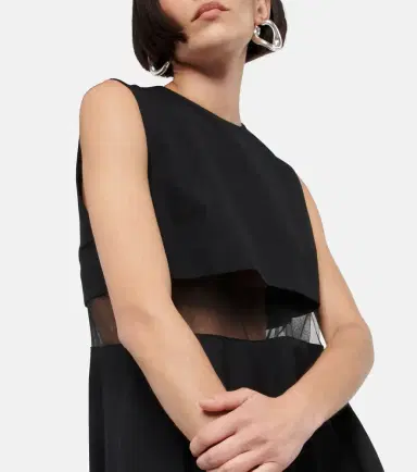 Noir Kei Ninomiya Mesh-trimmed wool midi dress | Thumbnail 5