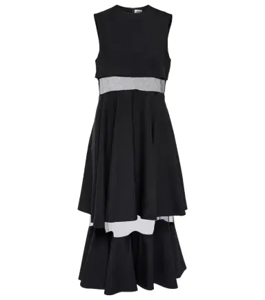 Noir Kei Ninomiya Mesh-trimmed wool midi dress | Thumbnail 1
